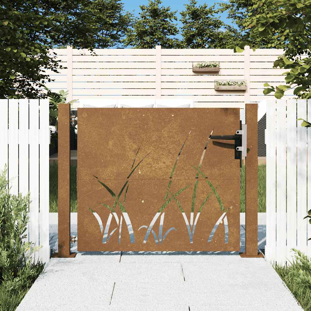 Puutarhaportti Corten-Teräs Ruohokuvio