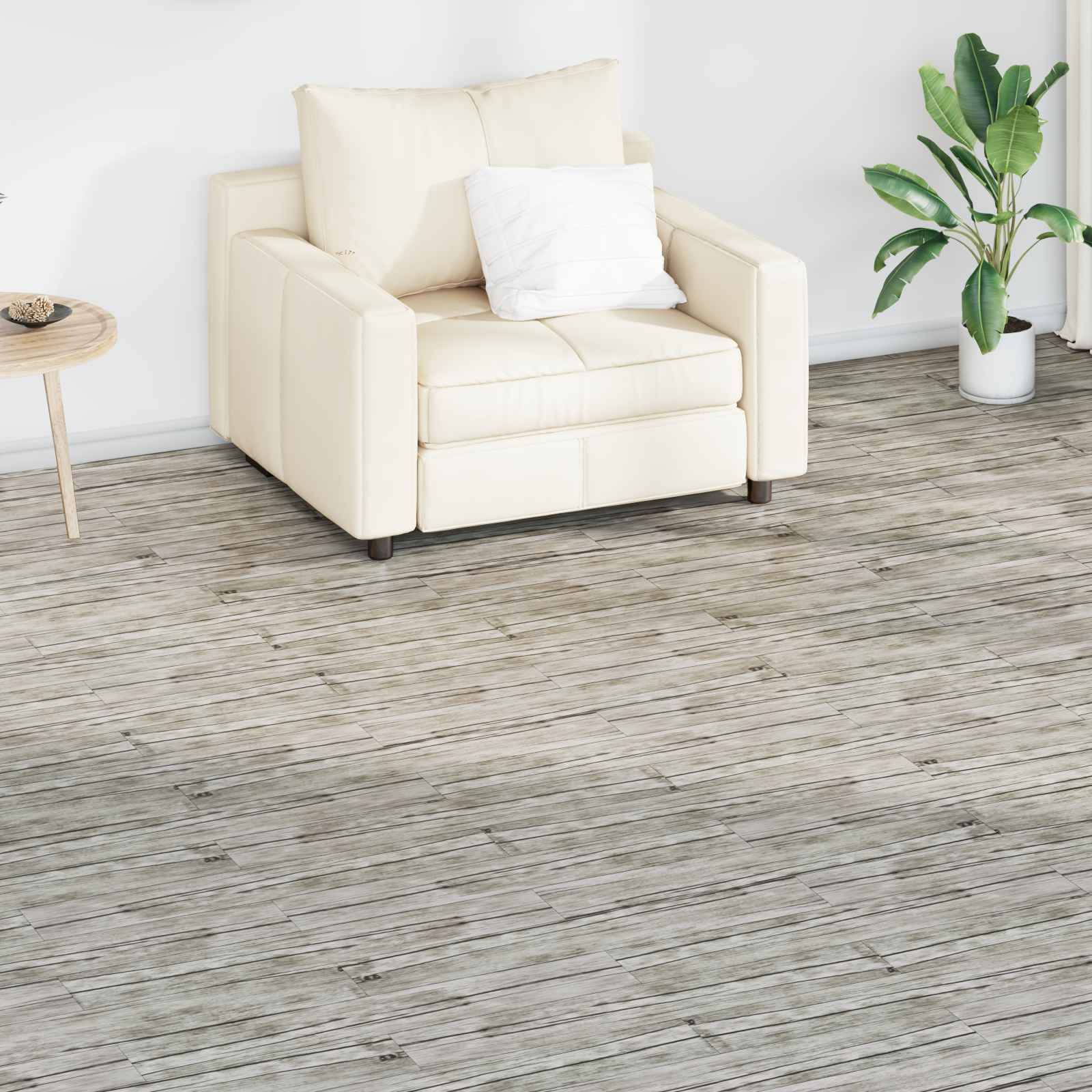 Lattialankut 5,02 M² 36 Pcs Polyvinyylikloridi Valkoinen Tammi