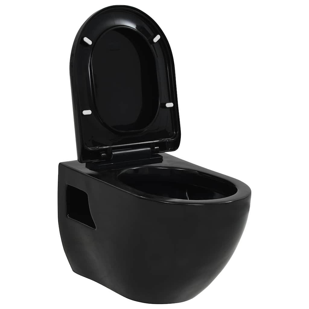 Seinään Kiinnitettävä Wc-Istuin Keraaminen Musta