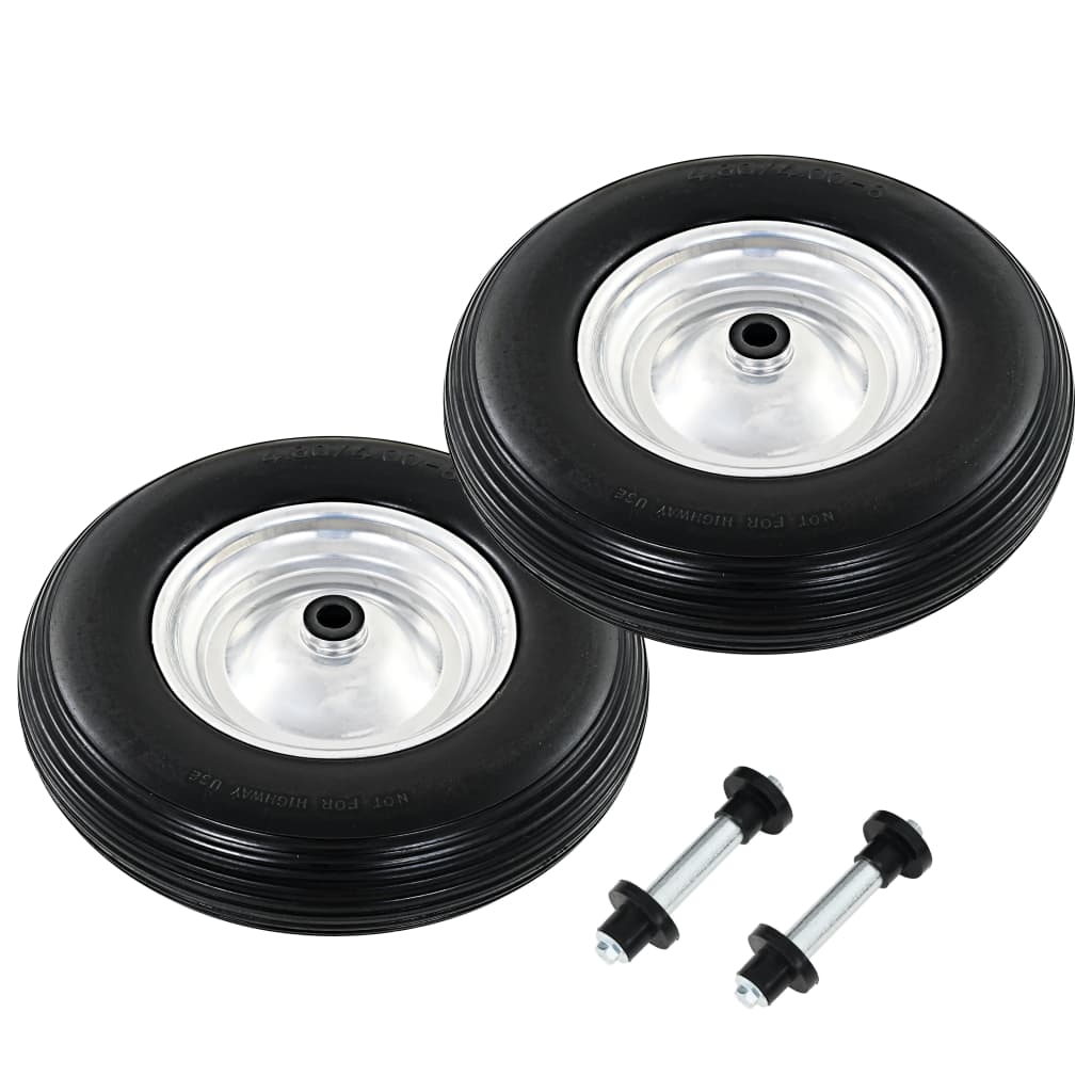 Kottikärryn Pyörät 2 Kpl Akselilla Kiinteä Pu 4,00 - 8 390 Mm