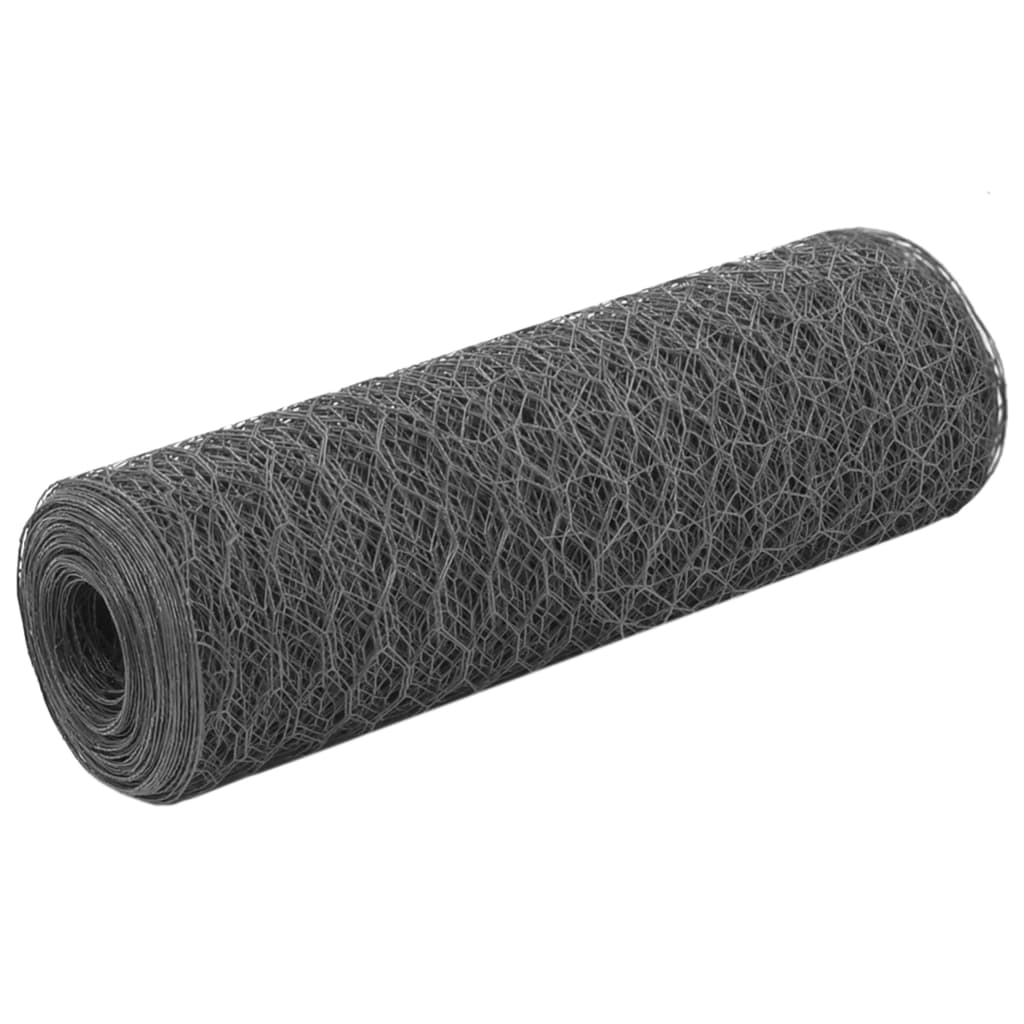 Kanaverkko Teräs Pvc Pinnoitteella 25X0,5 M Harmaa