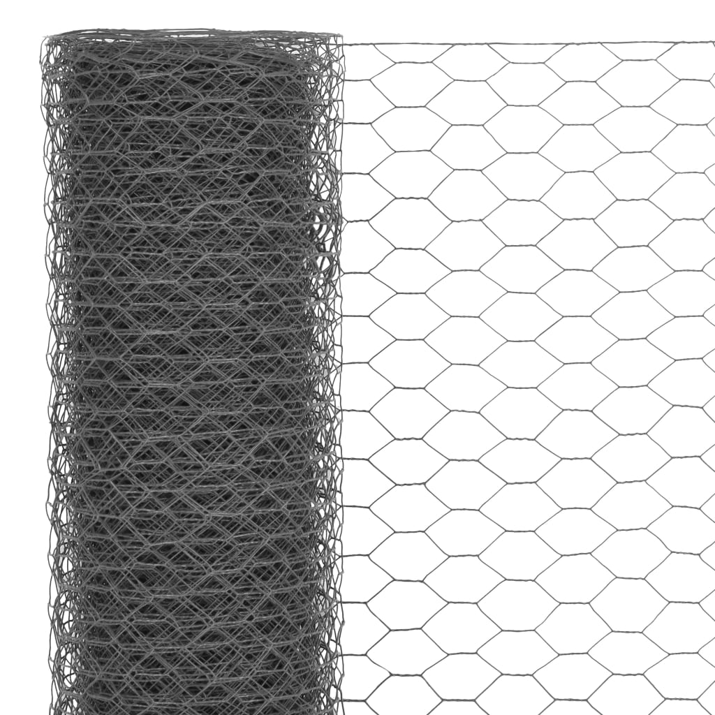 Kanaverkko Teräs Pvc Pinnoitteella 25X1,5 M Harmaa