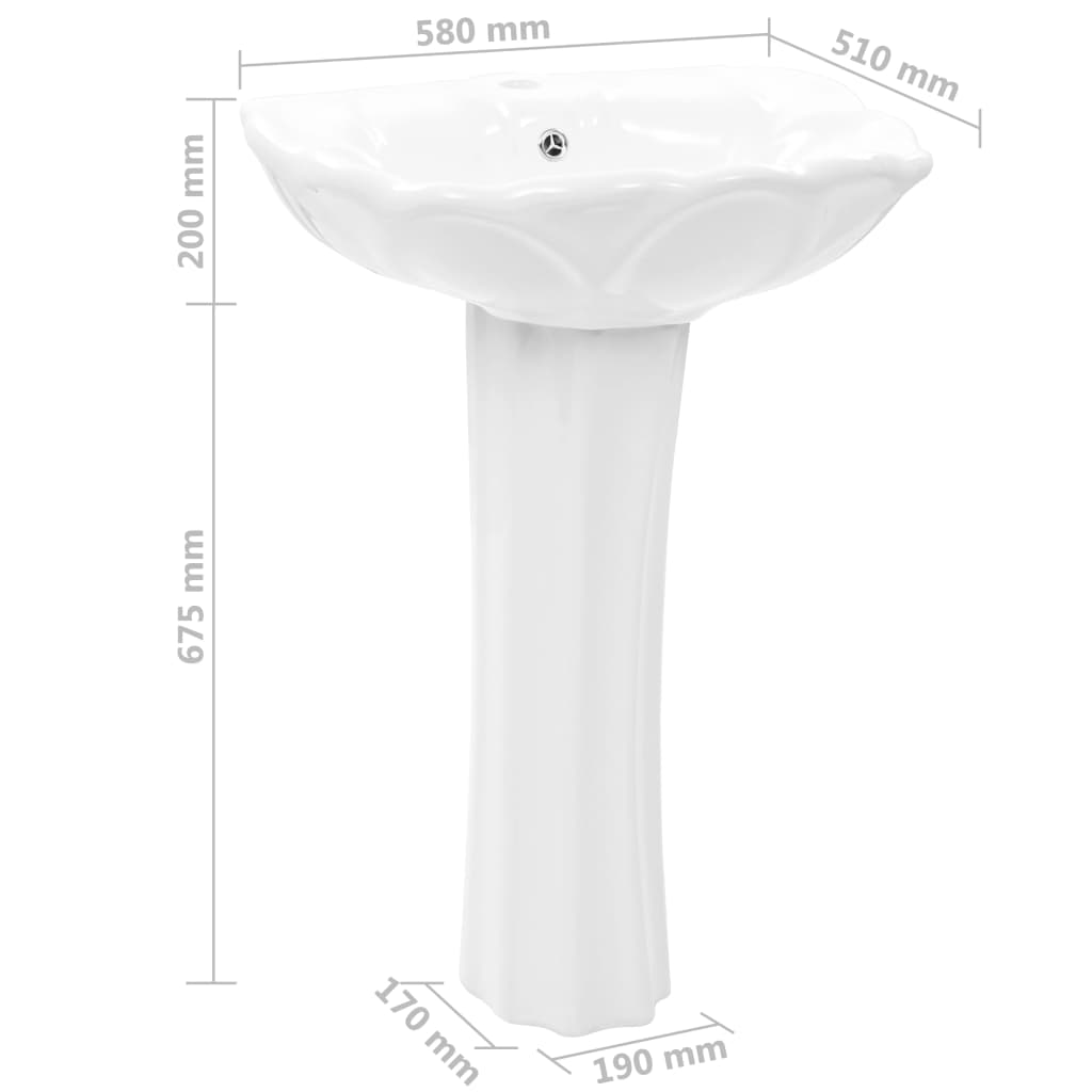 Vapaasti Seisova Pesuallas Jalustalla Keraaminen 580X510X200 Mm