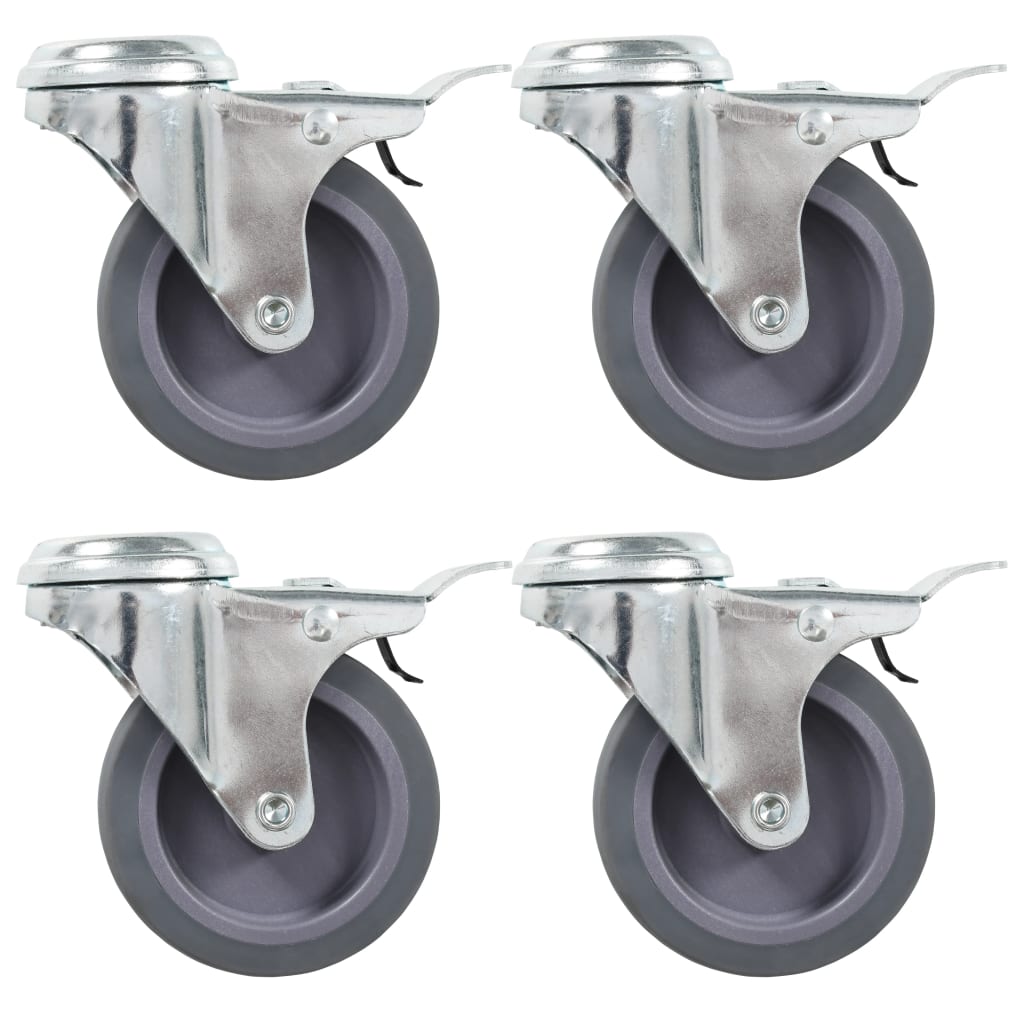 Rullapyörät Pultinrei´illä Ja Kaksoisjarruilla 4 Kpl 75 Mm