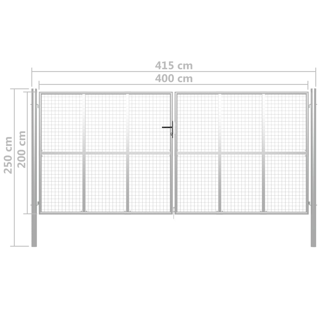 Puutarhan Portti Galvanoitu Teräs 400X200 Cm Hopea