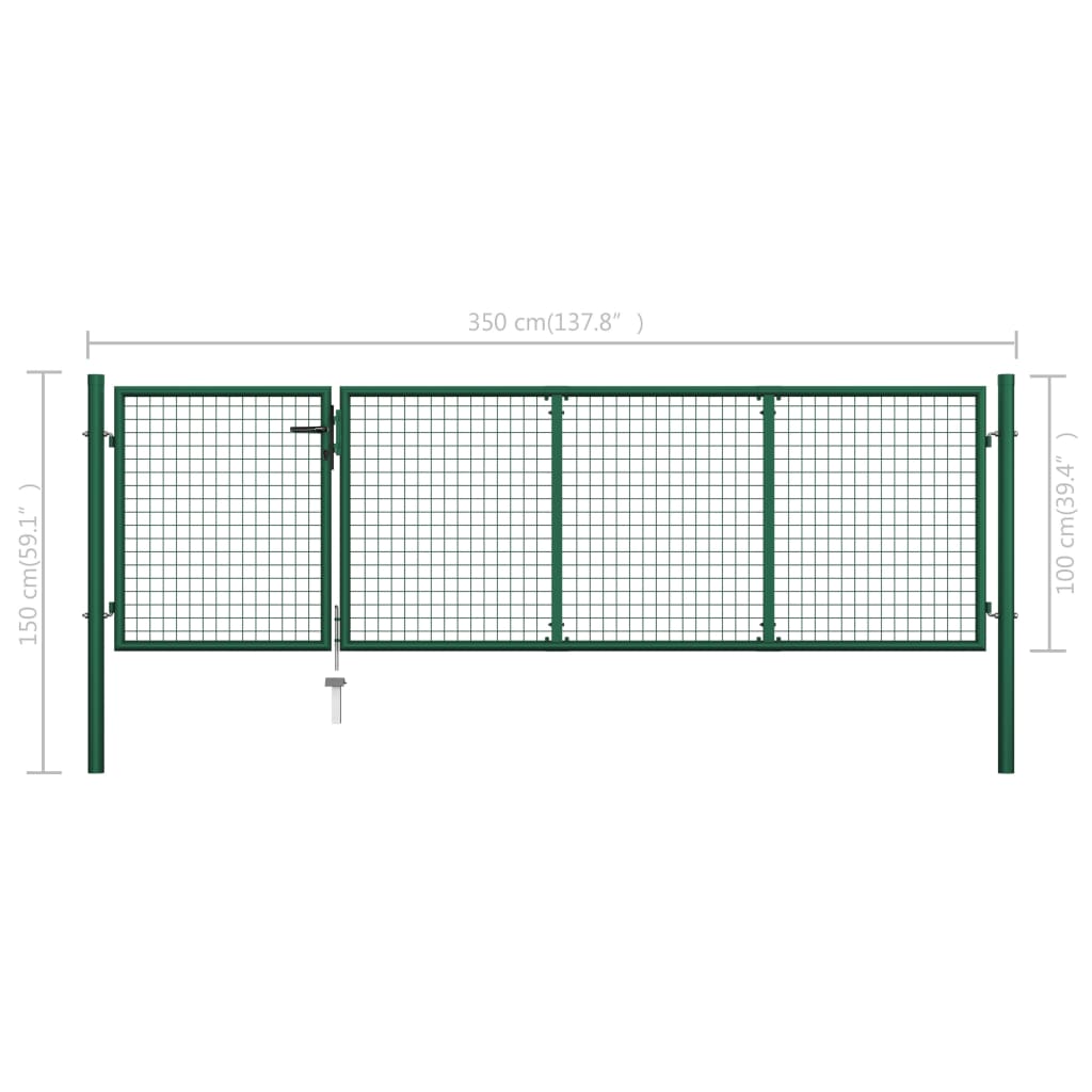 Puutarhan Portti Teräs 350X100 Cm Vihreä