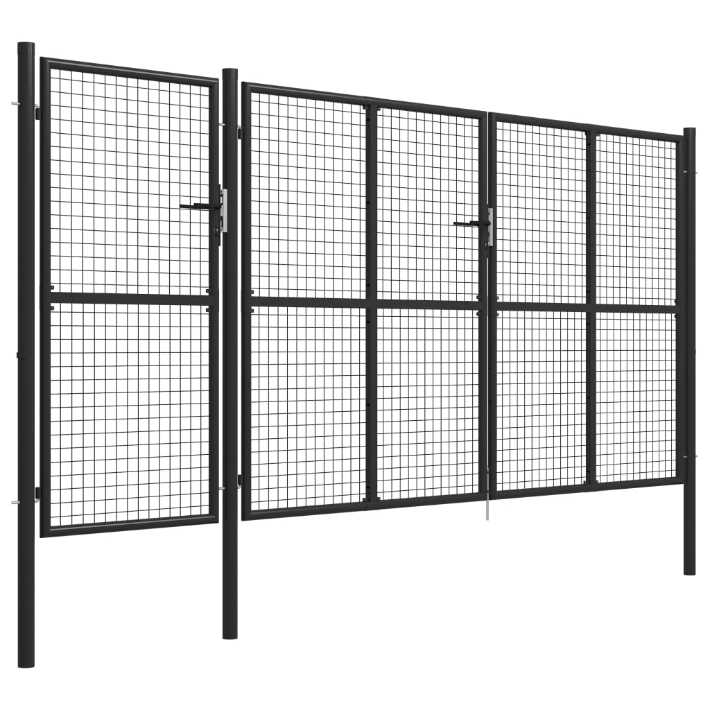 Puutarhaportti Teräs 400X150 Cm Antrasiitti