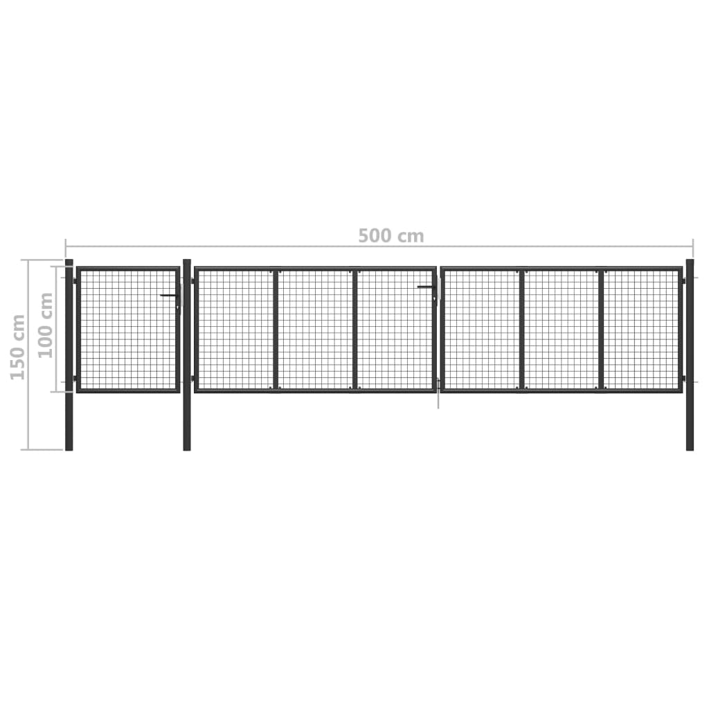Puutarhaportti Teräs 500X100 Cm Antrasiitti