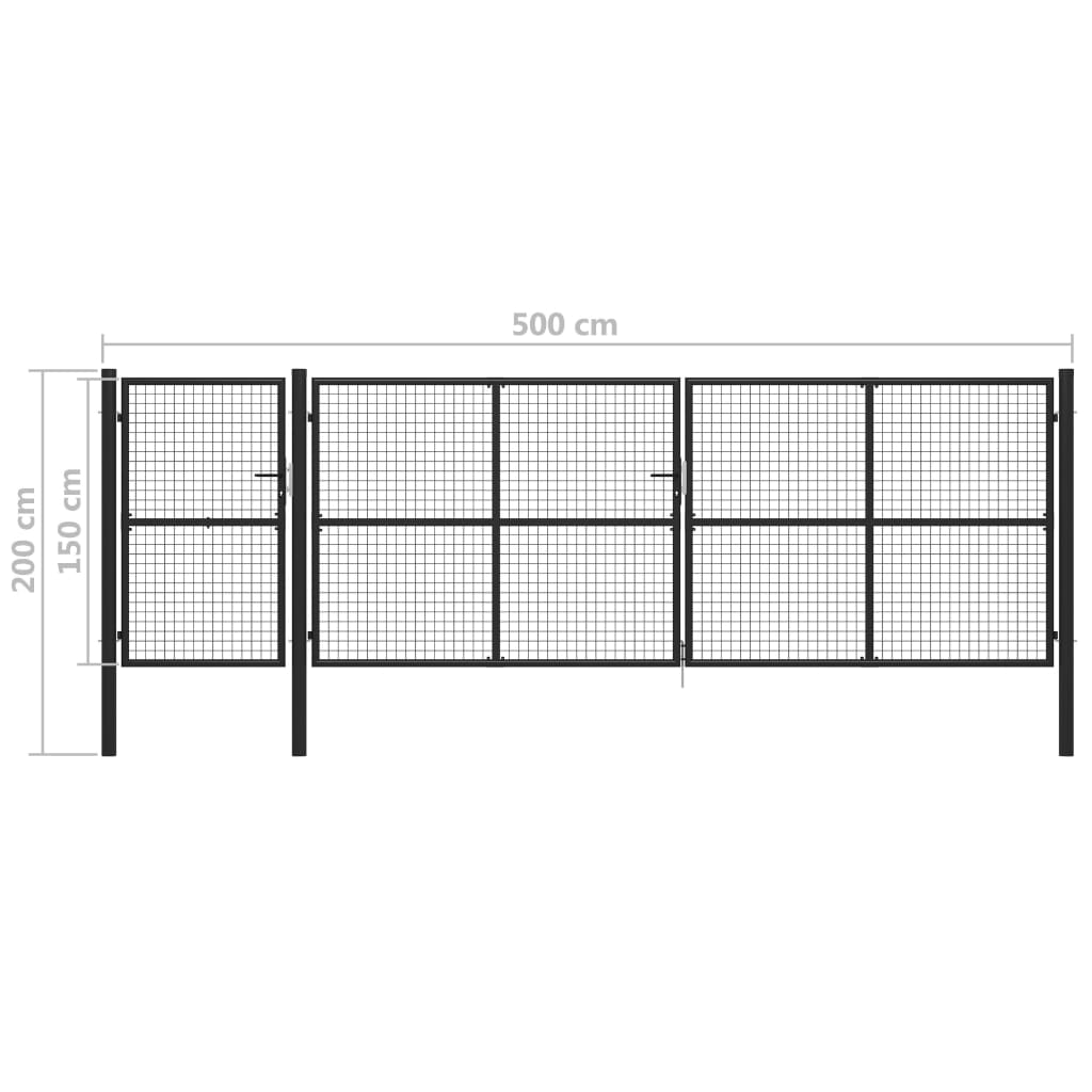 Puutarhaportti Teräs 500X150 Cm Antrasiitti