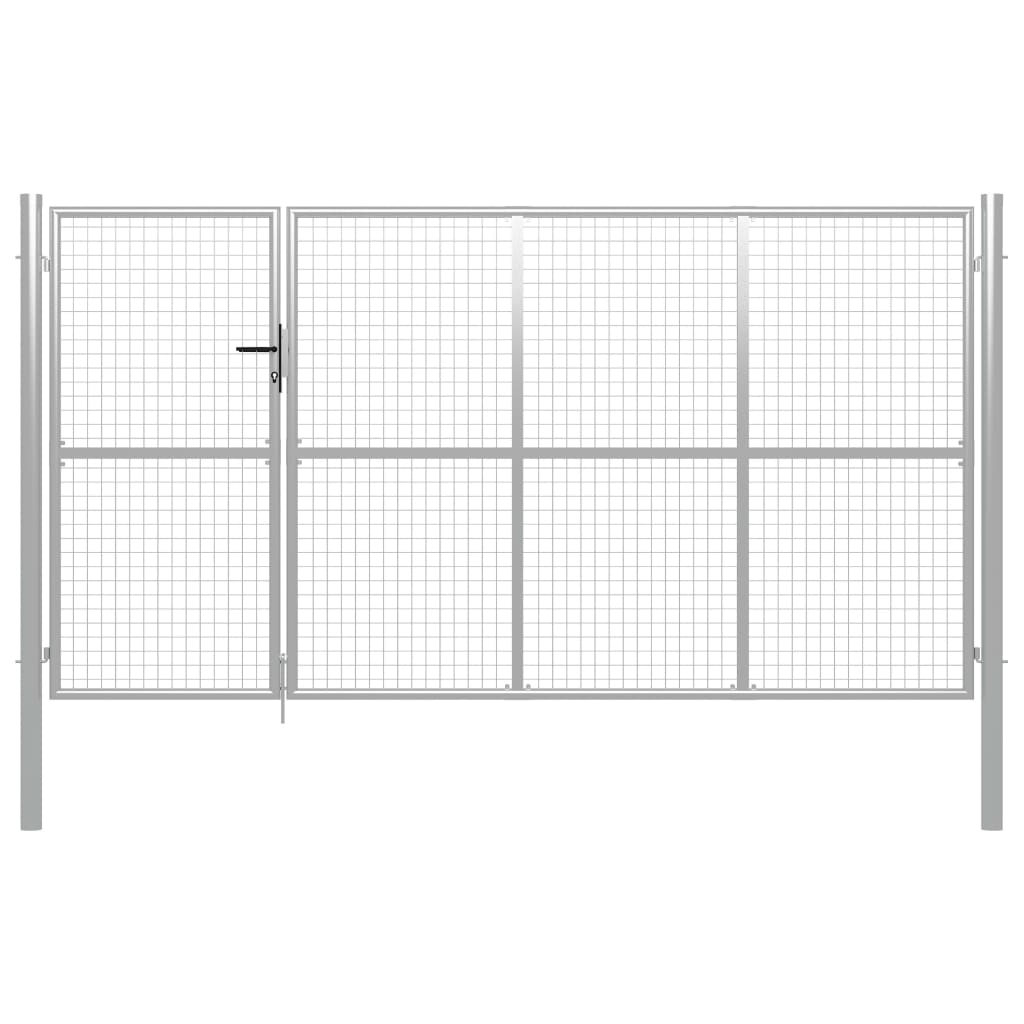 Puutarhaportti Teräs 350X150 Cm Hopea