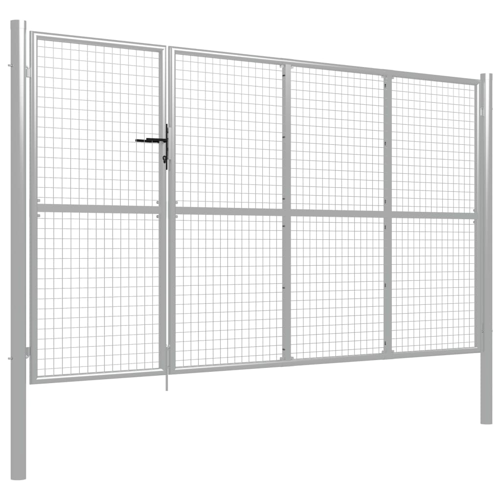 Puutarhaportti Teräs 350X150 Cm Hopea
