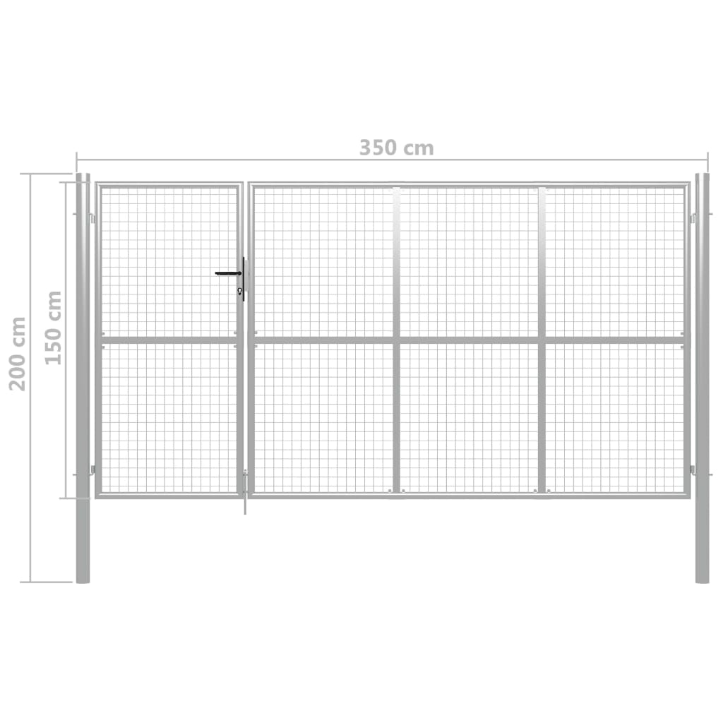 Puutarhaportti Teräs 350X150 Cm Hopea