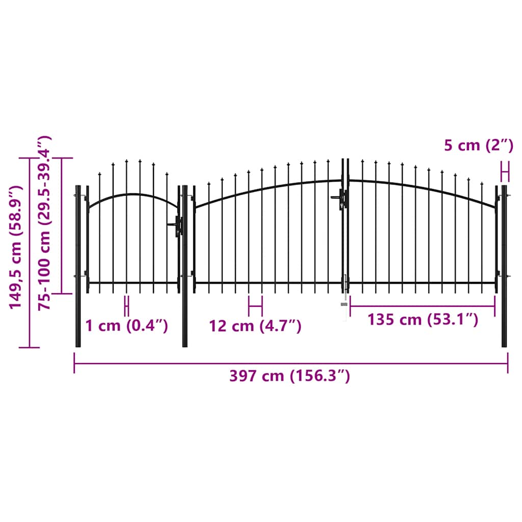 Puutarhaportti Woerden Teräs 1X4 M Musta