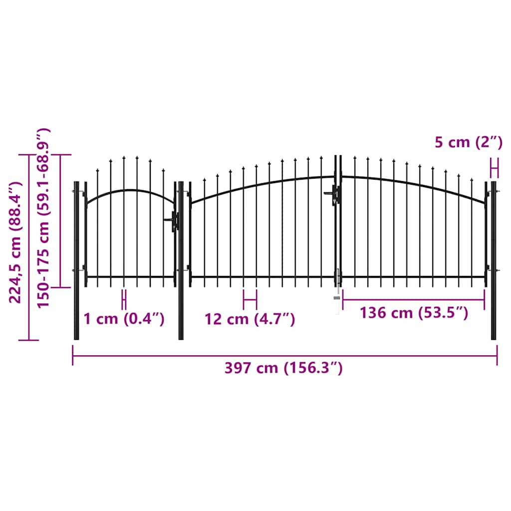 Puutarhan Portti Woerden Teräs 1,75X4 M Musta
