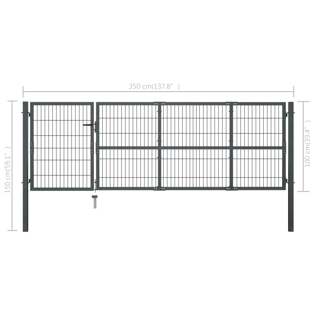 Puutarhan Portti Tolpilla Teräs 350X100 Cm Antrasiitti