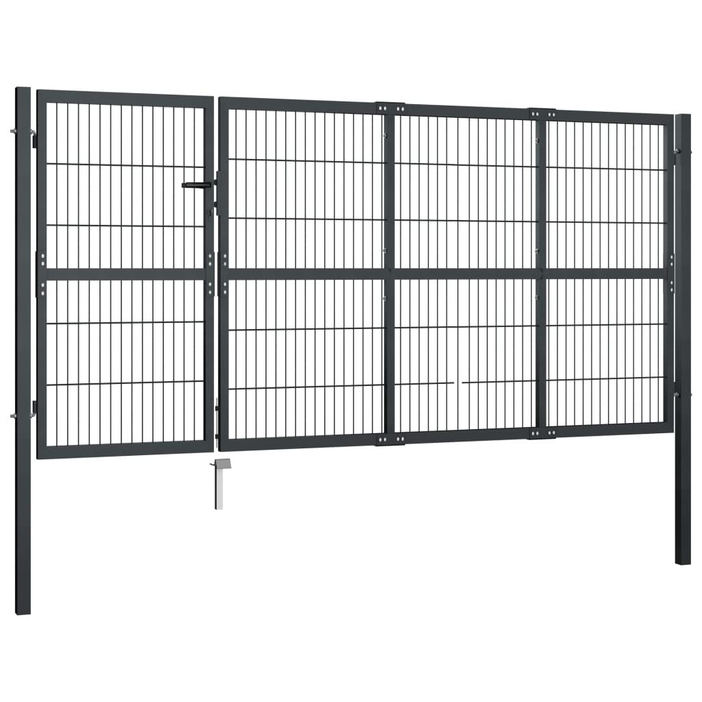 Puutarhan Portti Tolpilla Teräs 350X120 Cm Antrasiitti