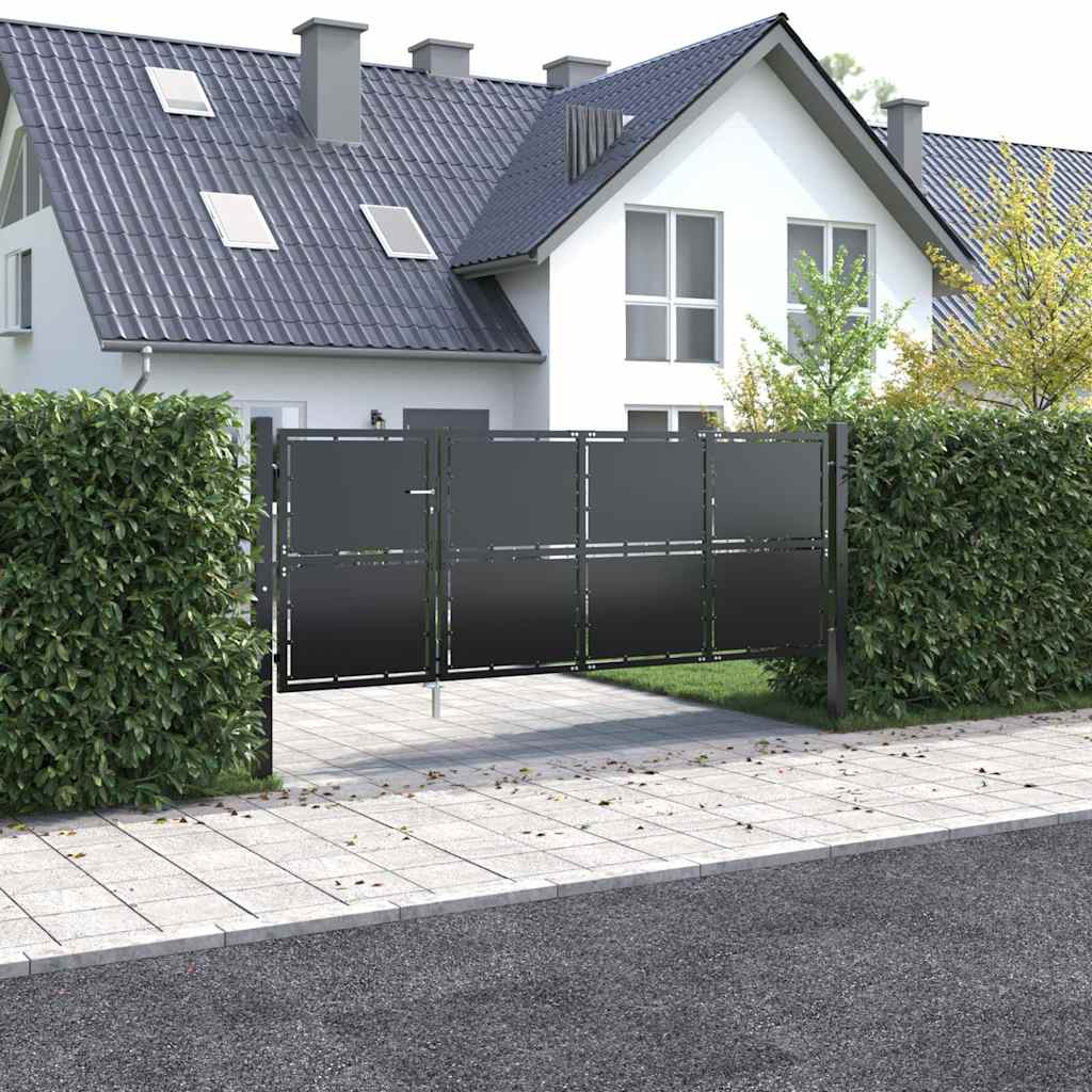 Puutarhan Portti Teräs 350X125 Cm Antrasiitti