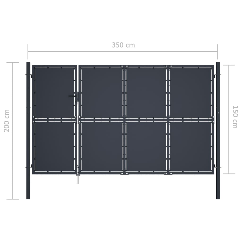 Puutarhan Portti Teräs 350X150 Cm Antrasiitti