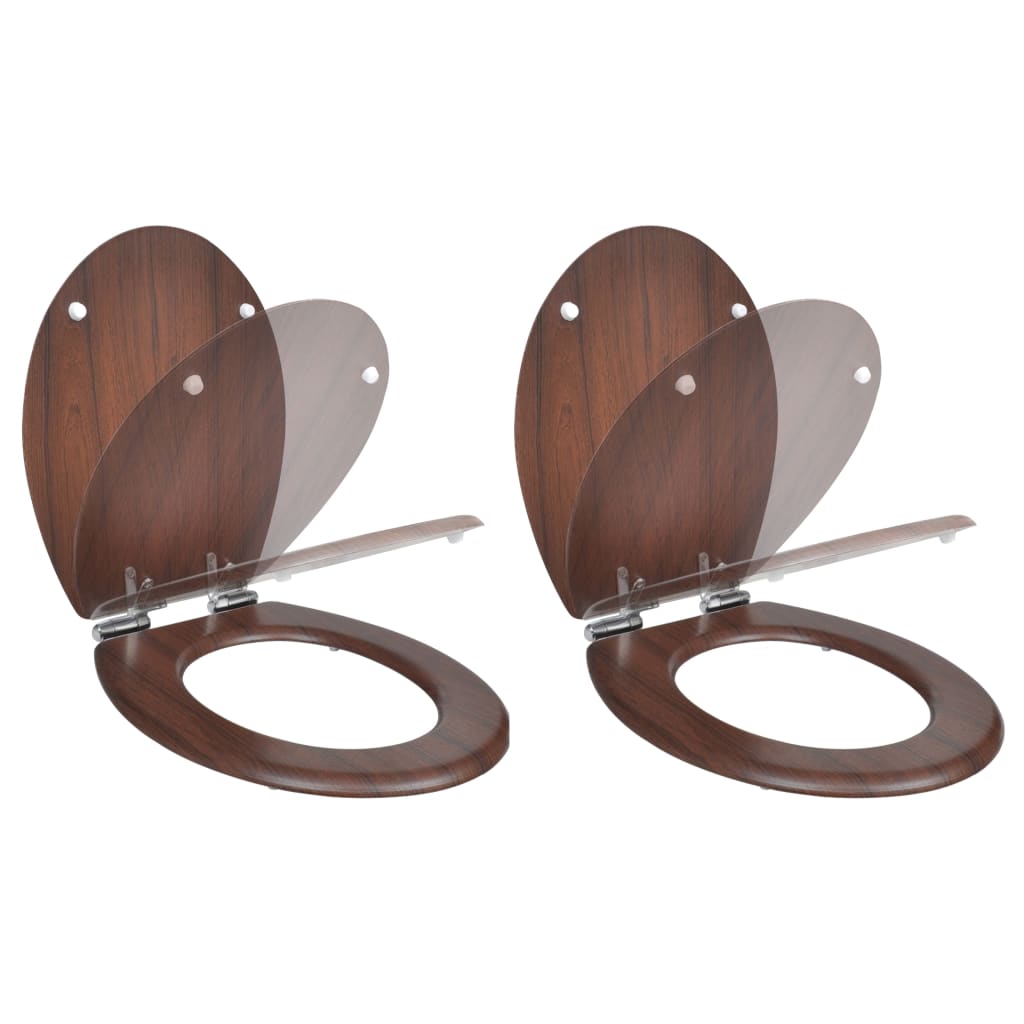 Wc-Istuimet Soft-Close Kansilla 2 Kpl Mdf Ruskea
