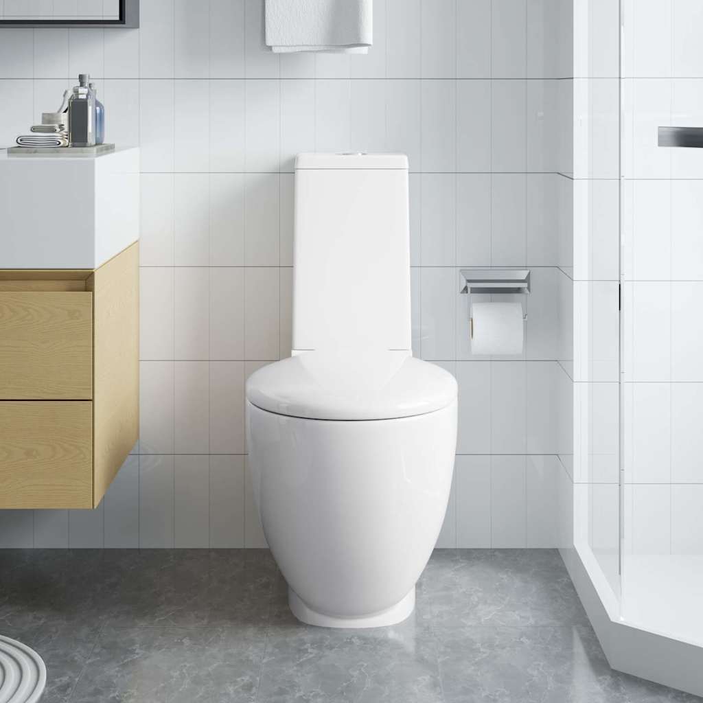 Keraaminen Wc-Istuin Pyöreä Veden Virtaus Takaa Valkoinen