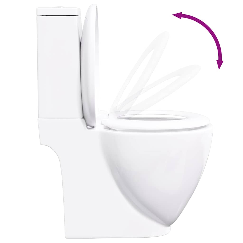Keraaminen Wc-Istuin Pyöreä Veden Virtaus Takaa Valkoinen