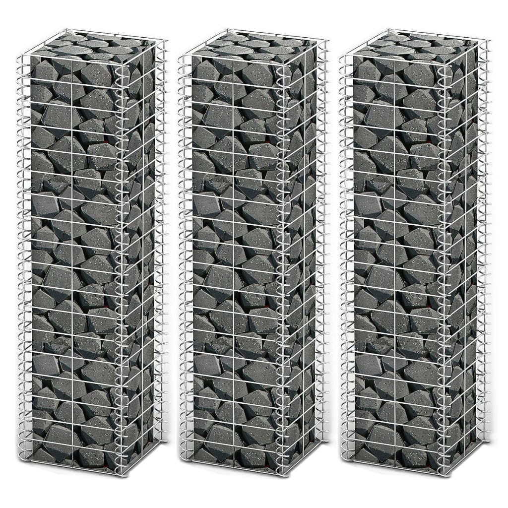 Gabion-/Kivikorisarja 3 Kpl Galvanoitu Vaijeri