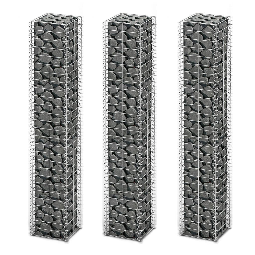 Gabion-/Kivikorisarja 3 Kpl Galvanoitu Vaijeri