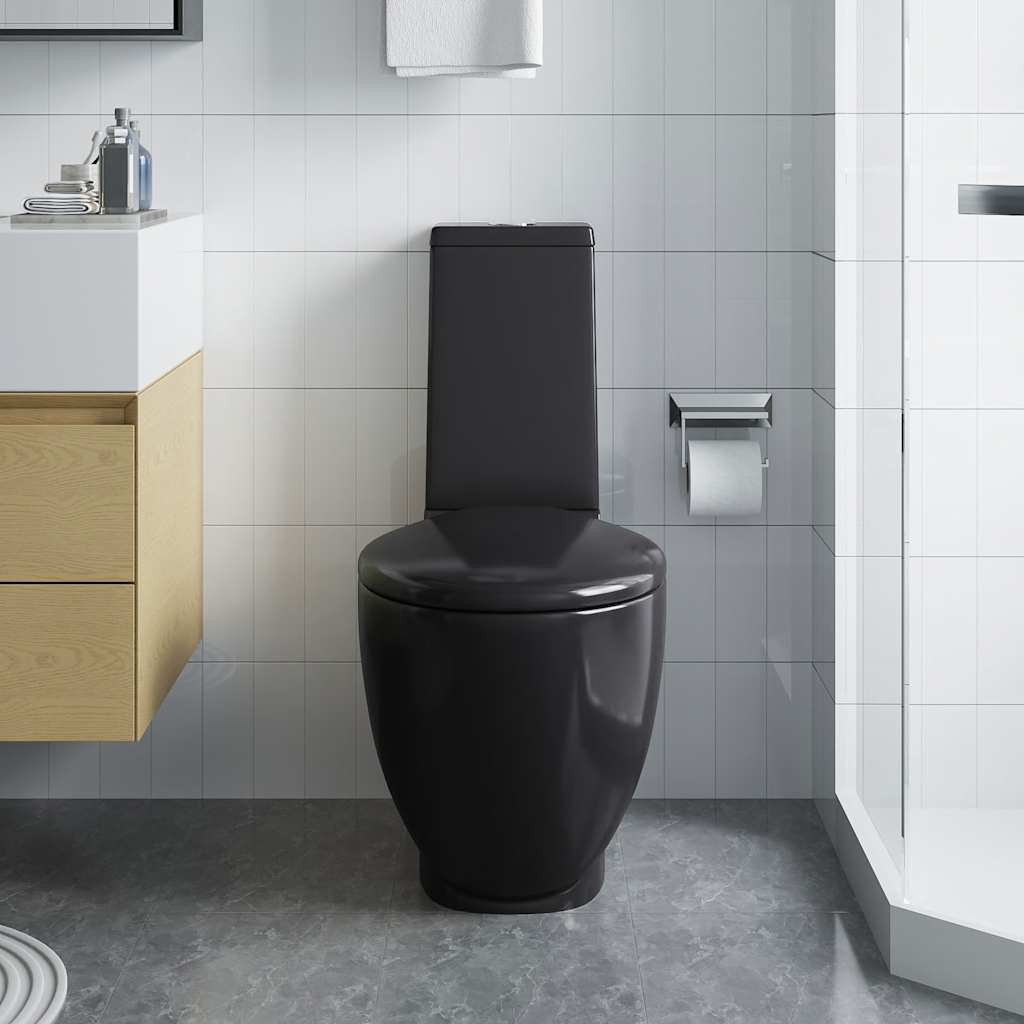 Keraaminen Wc-Istuin Pyöreä Alapuolinen Veden Virtaus Musta