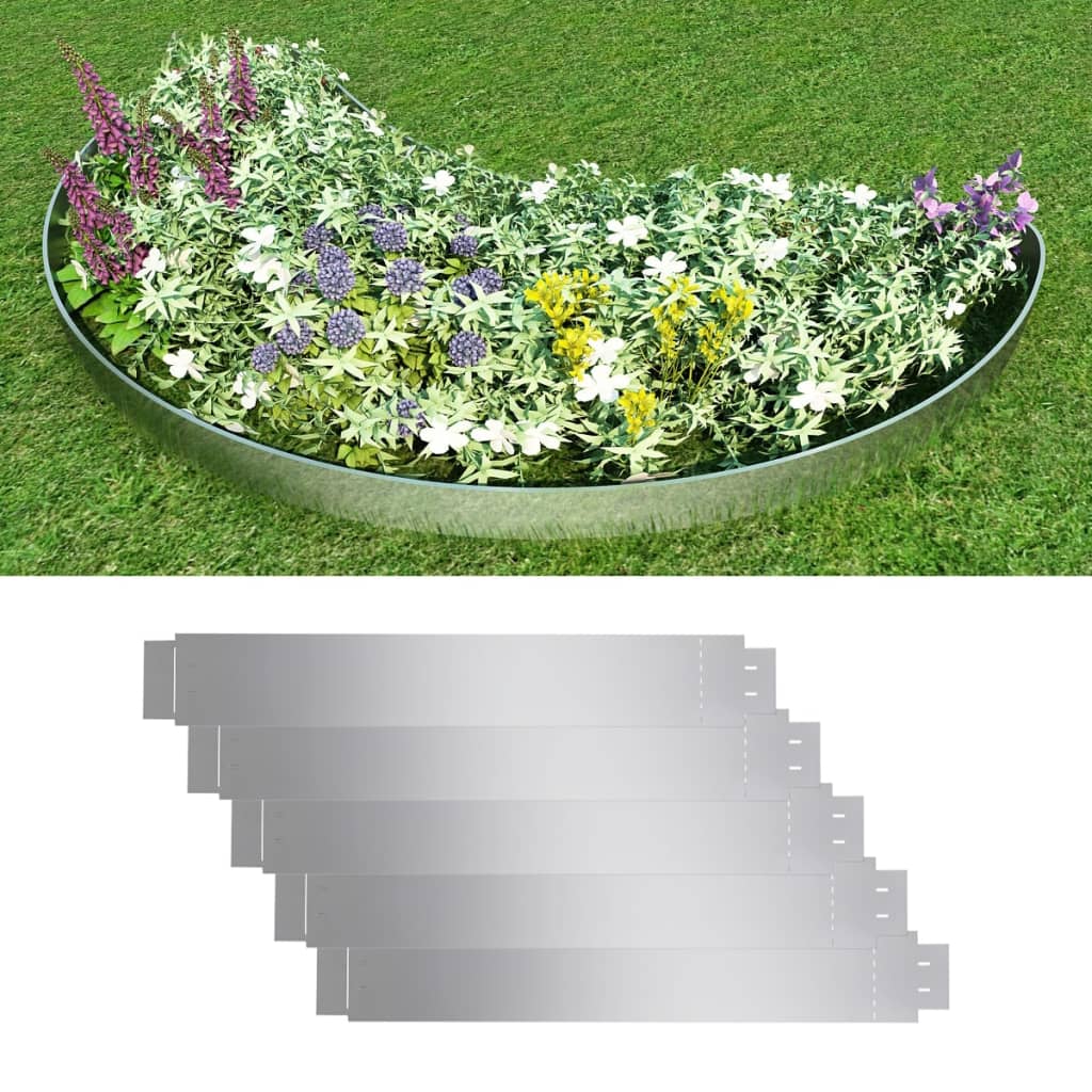 Nurmikkoaita 5-Osaa Joustava Galvanoitu Teräs 100 X 14 Cm