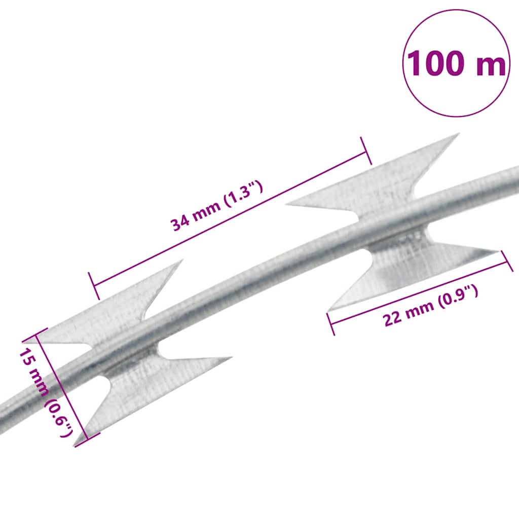 Bto-22 Concertina Piikkilanka Galvanoitu Teräs 100 M