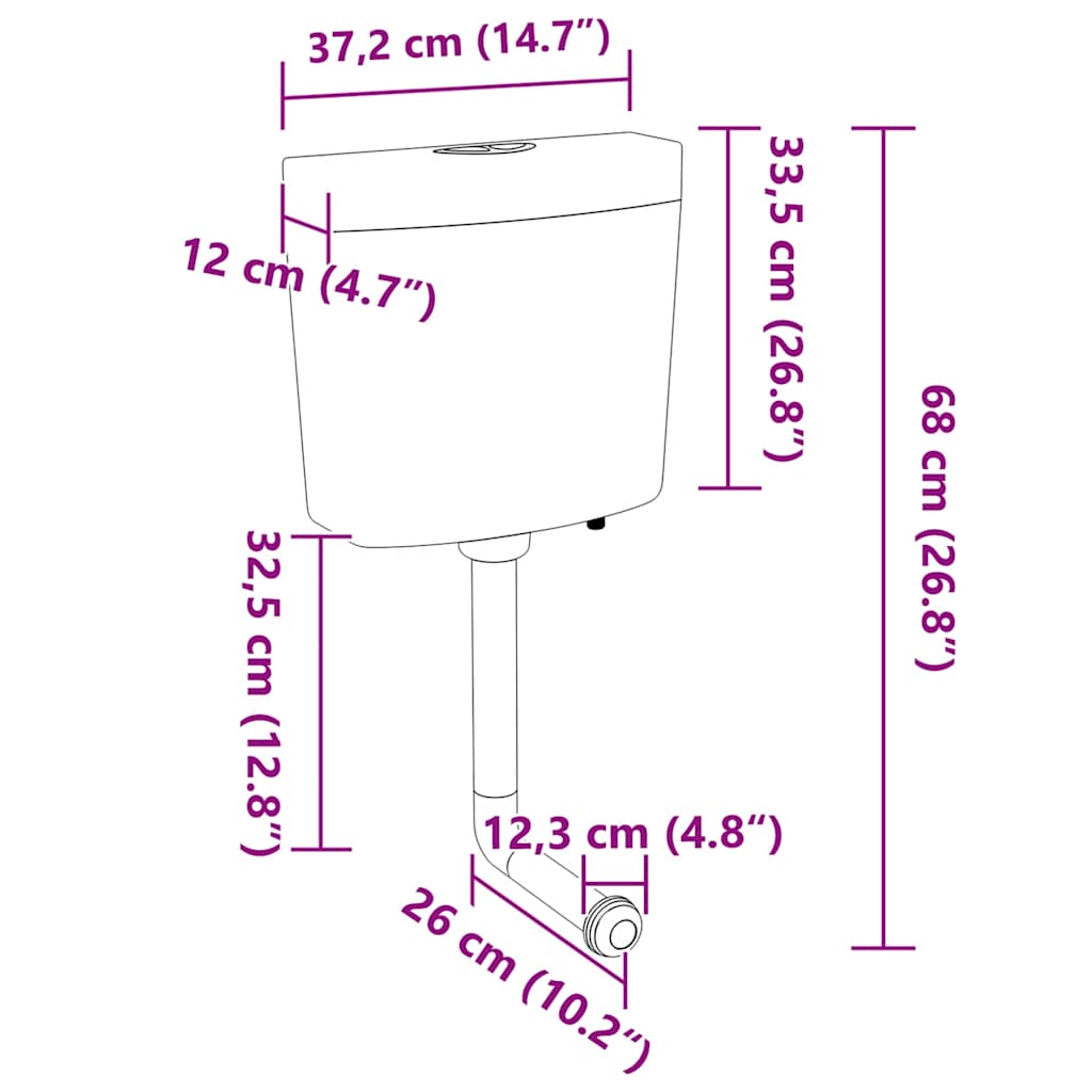 Wc Vesisäiliö Alapuolisella Veden Tulolla 3/6 L Valkoinen
