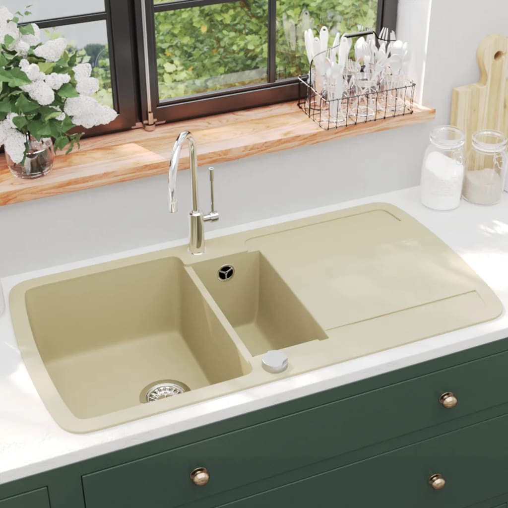 Keittiön Tuplapesuallas Graniitti Beige
