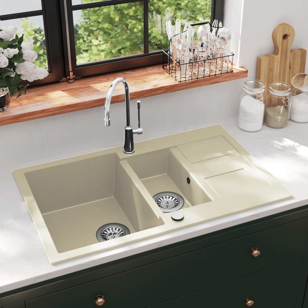 Keittiön Tuplapesuallas Graniitti Beige