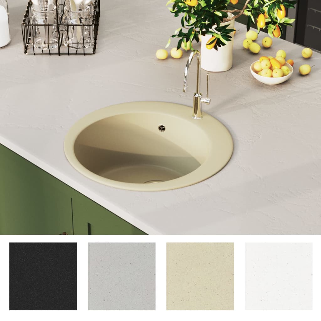 Keittiön Pesuallas Graniitti Pyöreä Beige