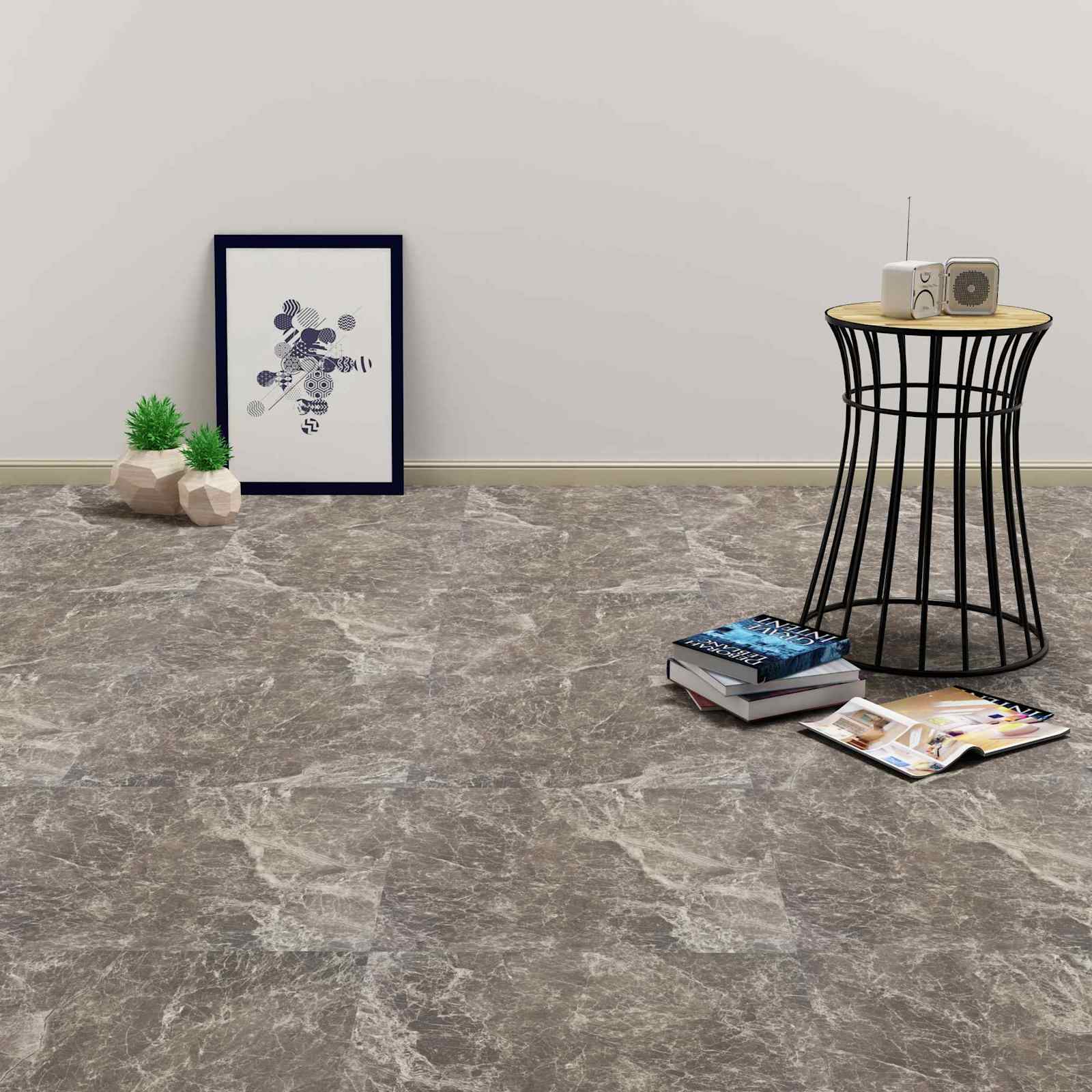 Lattialankut 55 Pcs Musta 5,11 M² Polyvinyylikloridi