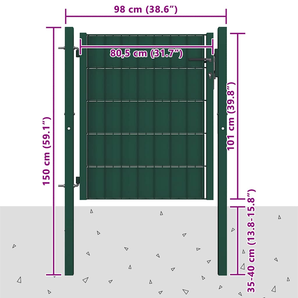 Aitaportti Pvc Ja Teräs 100X100 Cm Vihreä