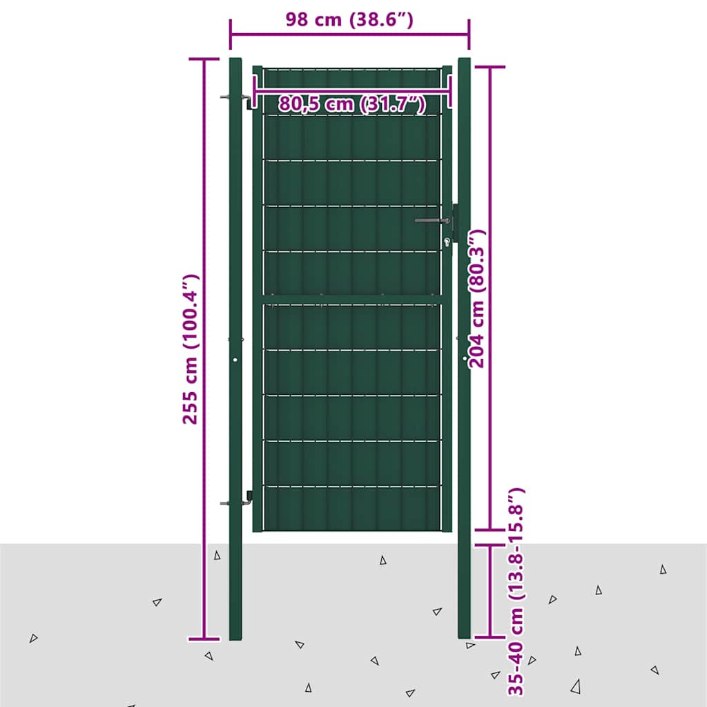 Aitaportti Pvc Ja Teräs 100X204 Cm Vihreä