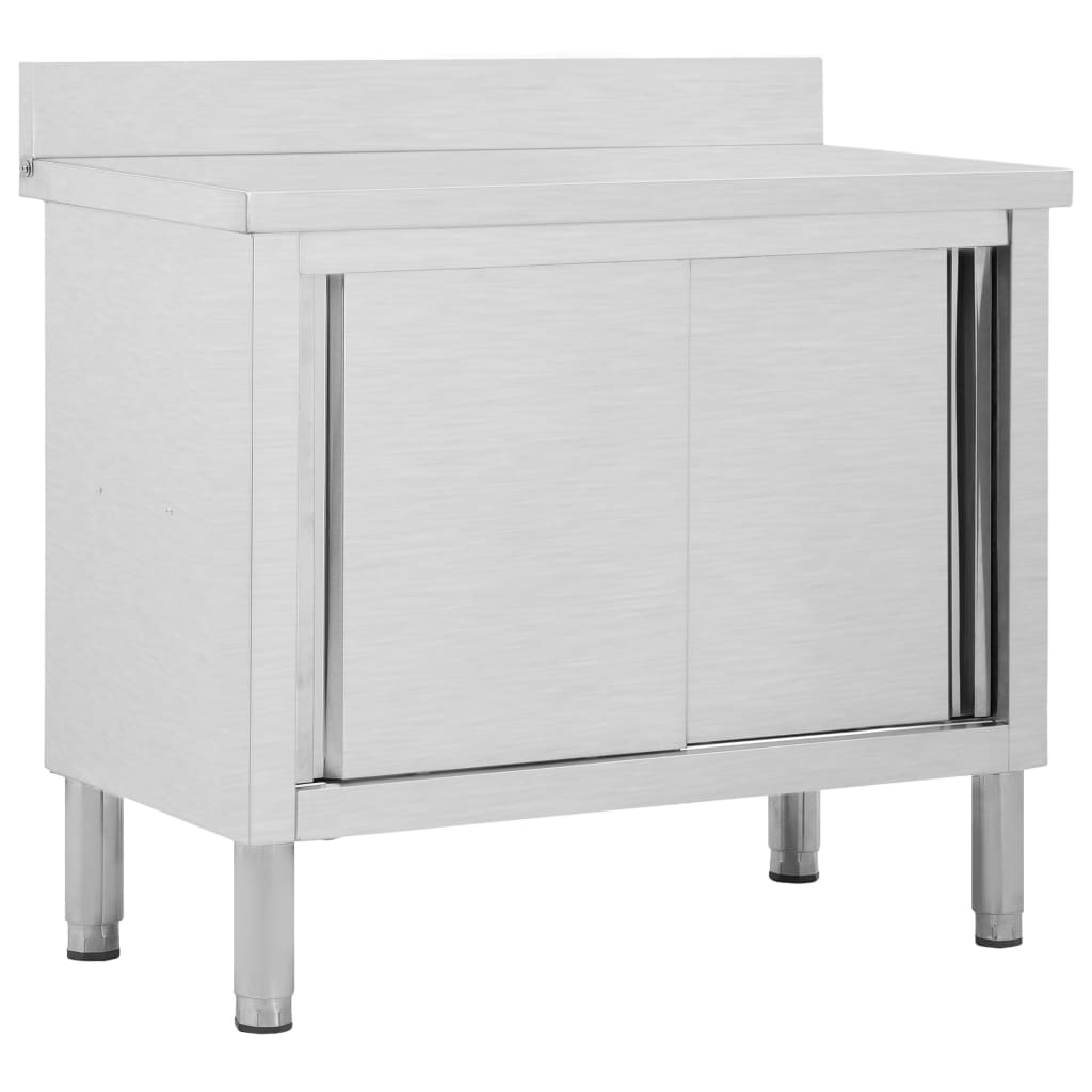 Keittiön Työpöytä Liukuovet 100X50X(95-97) Cm Ruostumaton Teräs