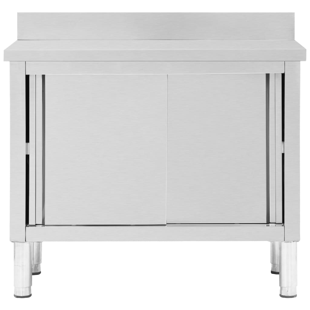 Keittiön Työpöytä Liukuovet 100X50X(95-97) Cm Ruostumaton Teräs