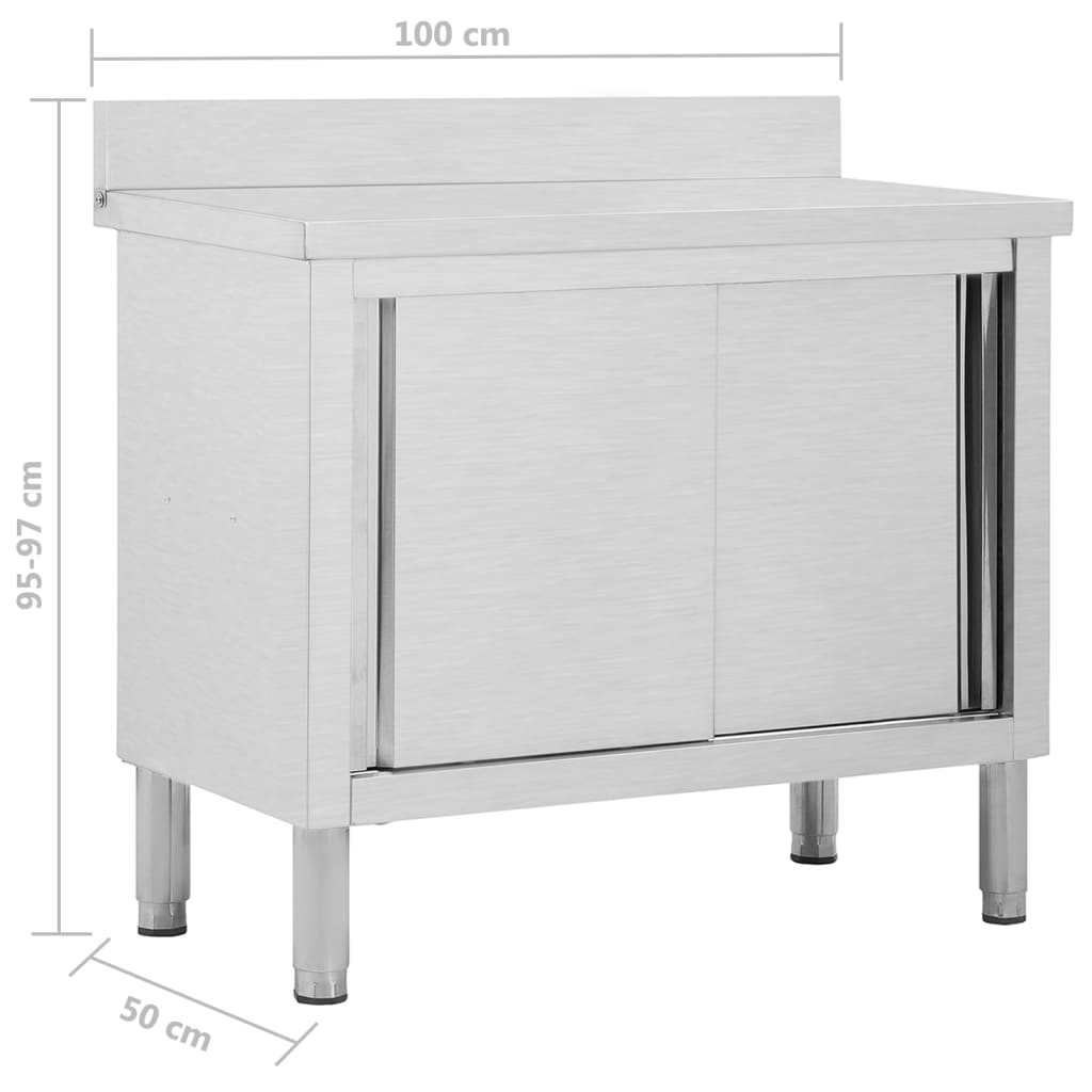 Keittiön Työpöytä Liukuovet 100X50X(95-97) Cm Ruostumaton Teräs