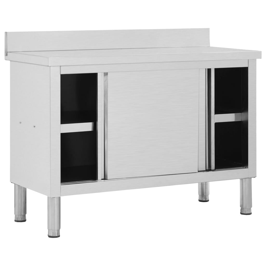 Keittiön Työpöytä Liukuovet 120X50X(95-97) Cm Ruostumaton Teräs