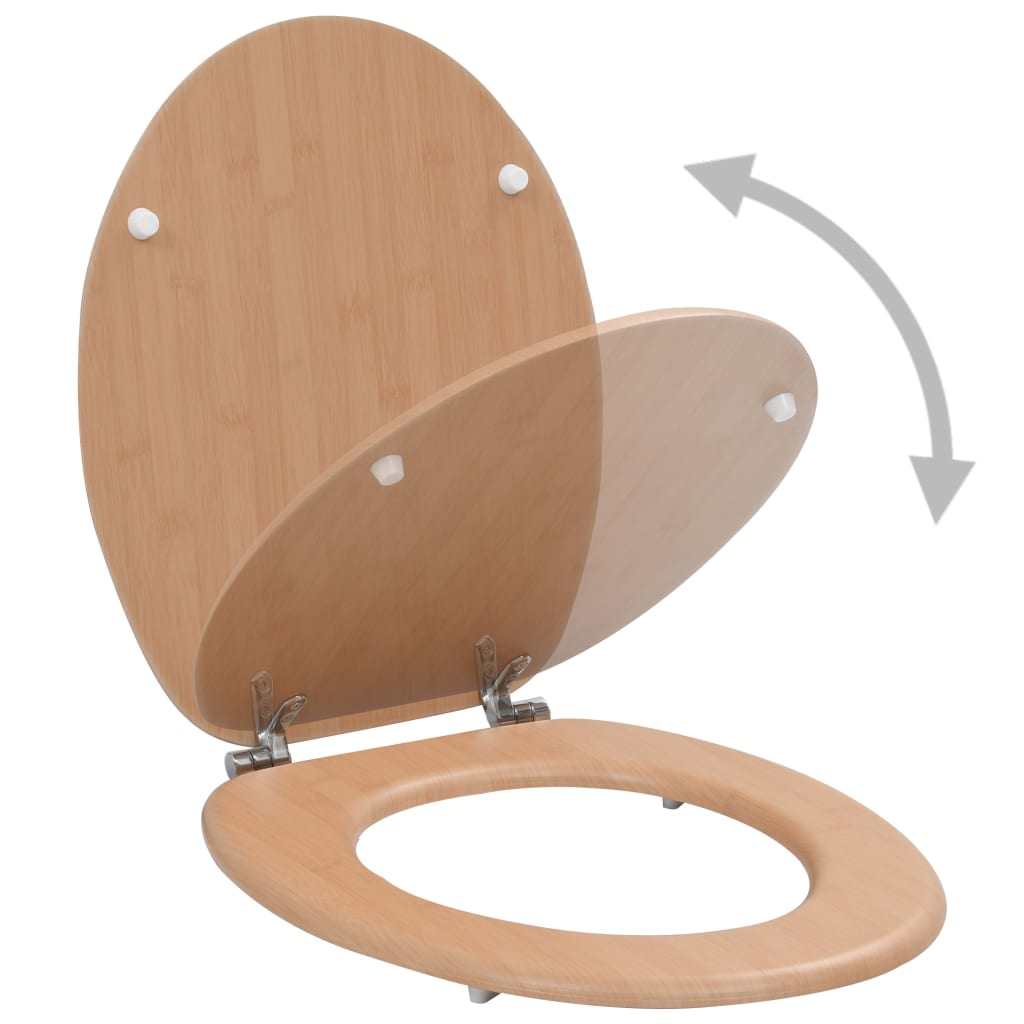 Wc-Istuin 2 Kpl Hard-Close Kansilla Mdf Bambukuosi