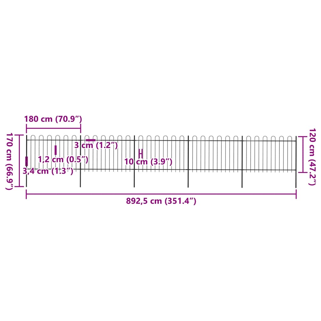 Puutarha-Aita Kaarikärjillä 8,5X1,2 M Teräs Musta