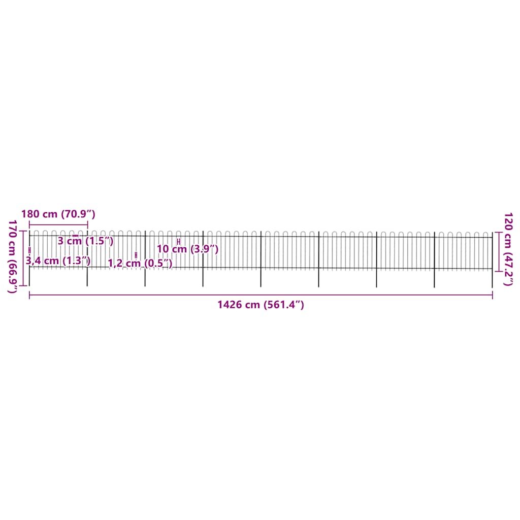 Puutarha-Aita Kaarella Terästä 1426X120 Cm Musta