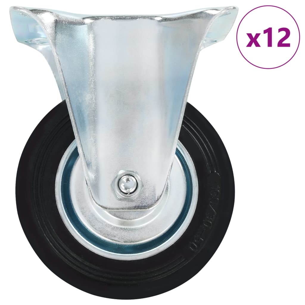 12 Kpl Kiinteät Pyörät 100 Mm
