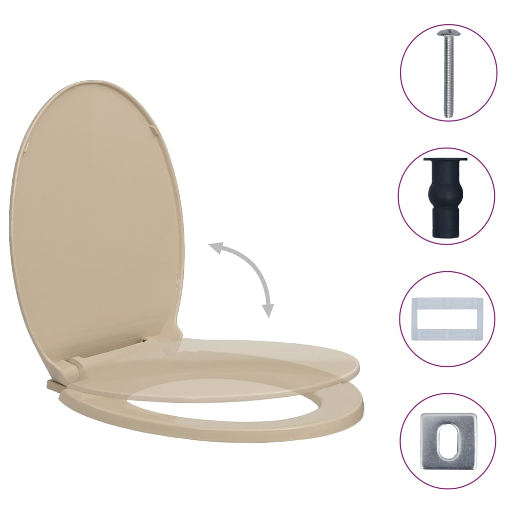 Wc-Istuin Pehmeästi Sulkeutuva Pikakiinnitys Beige Soikea
