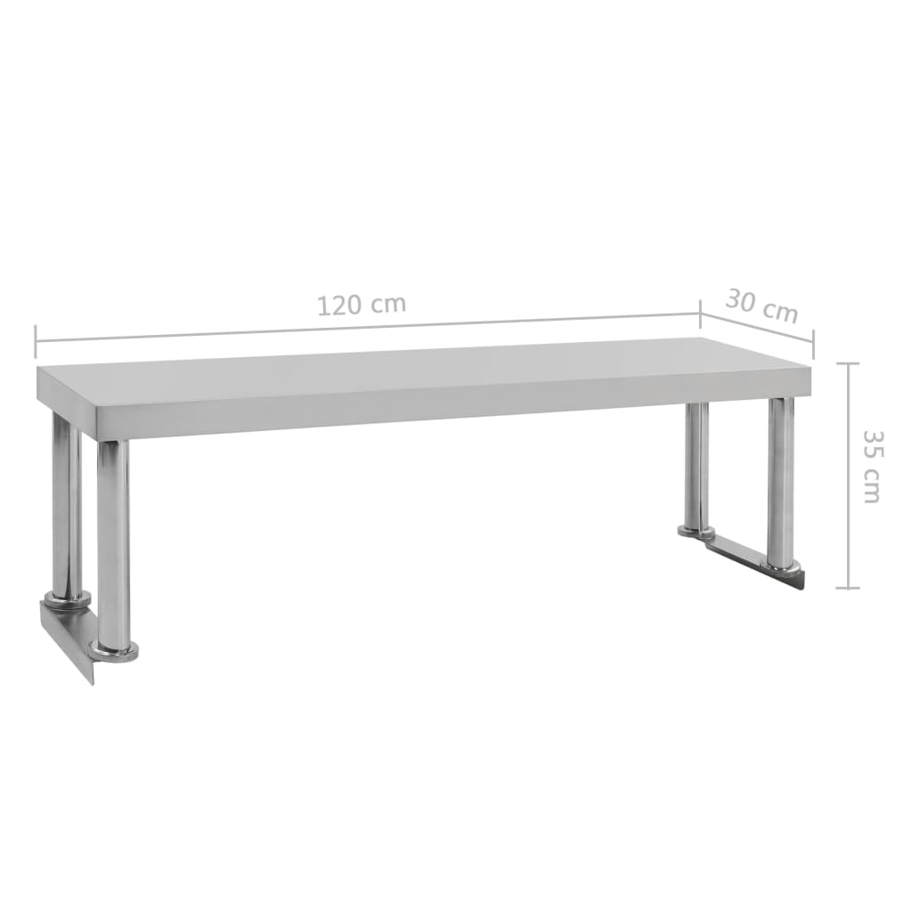 Keittiön Työtason Hylly 120X30X35 Cm Ruostumaton Teräs
