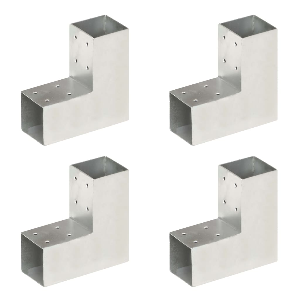 Tolppaliittimet 4 Kpl L-Muoto Galvanoitu Metalli 71X71 Mm