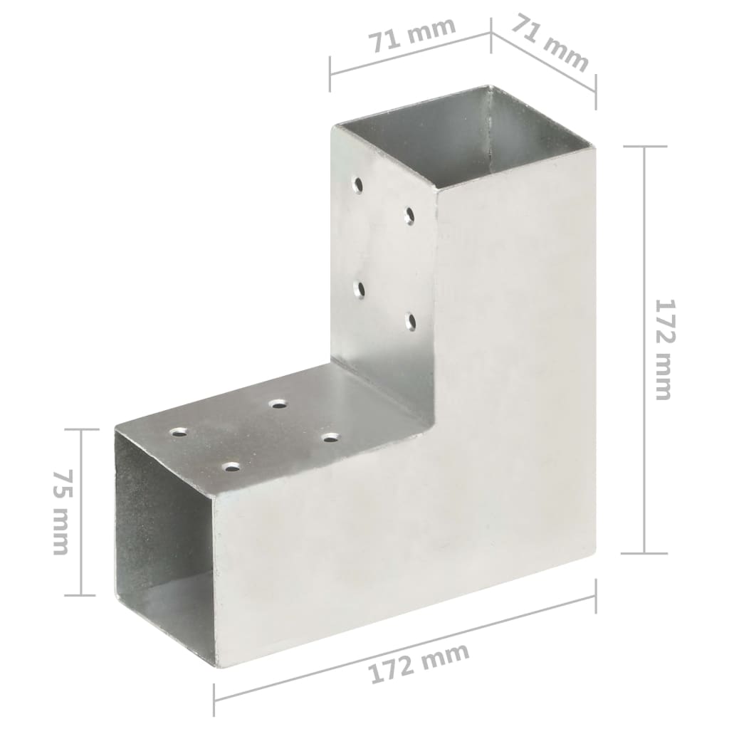 Tolppaliittimet 4 Kpl L-Muoto Galvanoitu Metalli 71X71 Mm