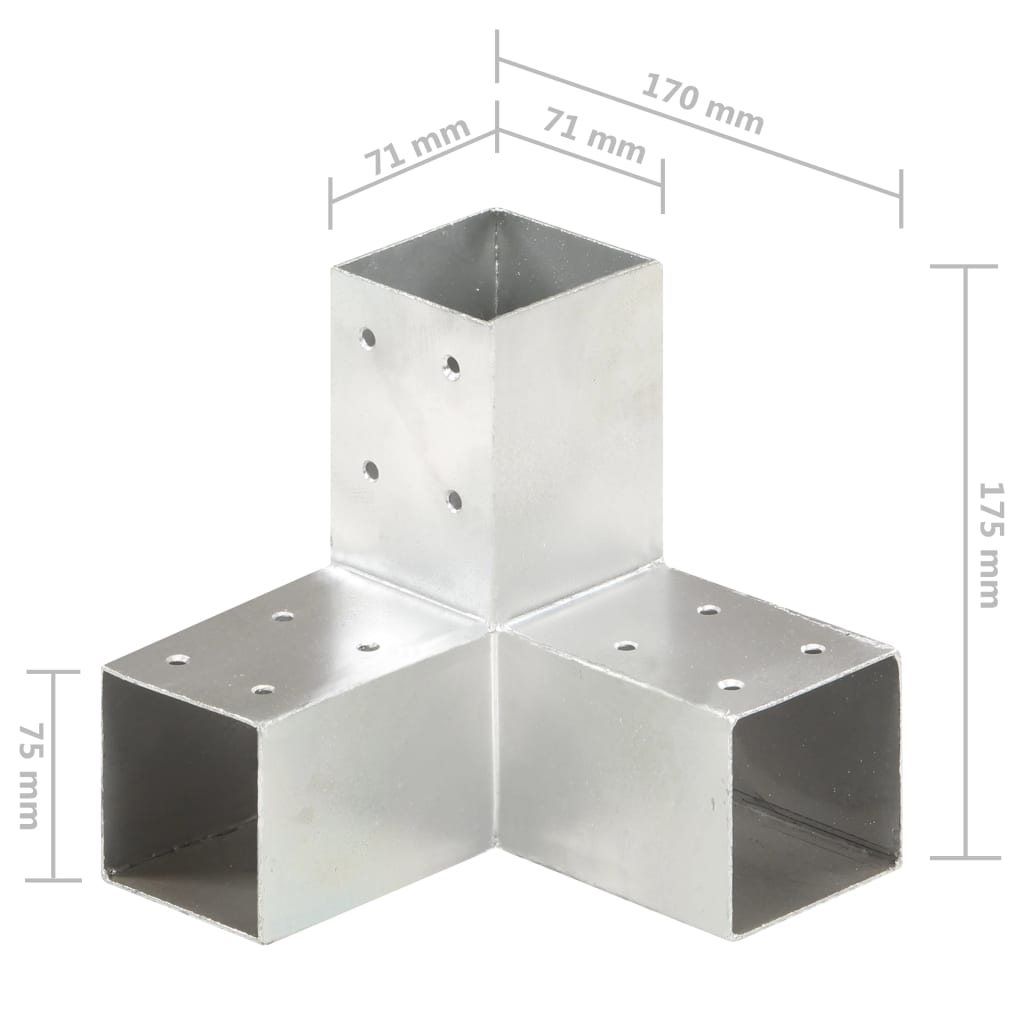 Tolppaliitin Y-Muoto Galvanoitu Metalli 71X71 Mm